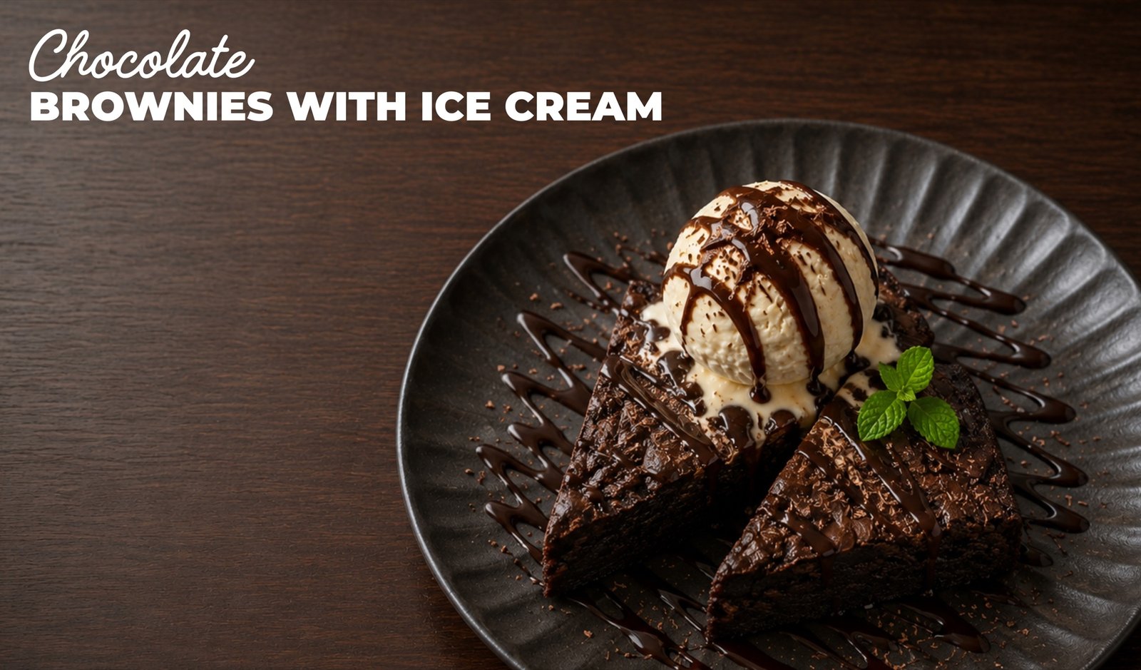 Chocolate brownie with ice cream