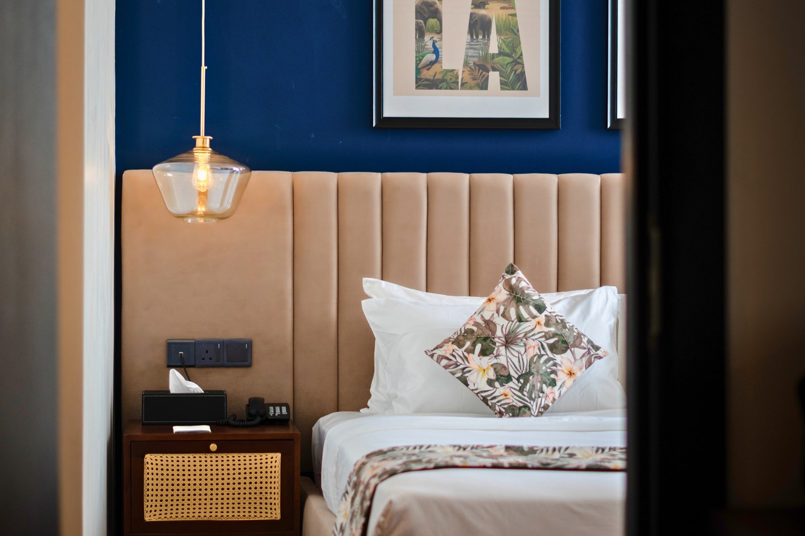 MK Colombo bed viewed through the room entrance