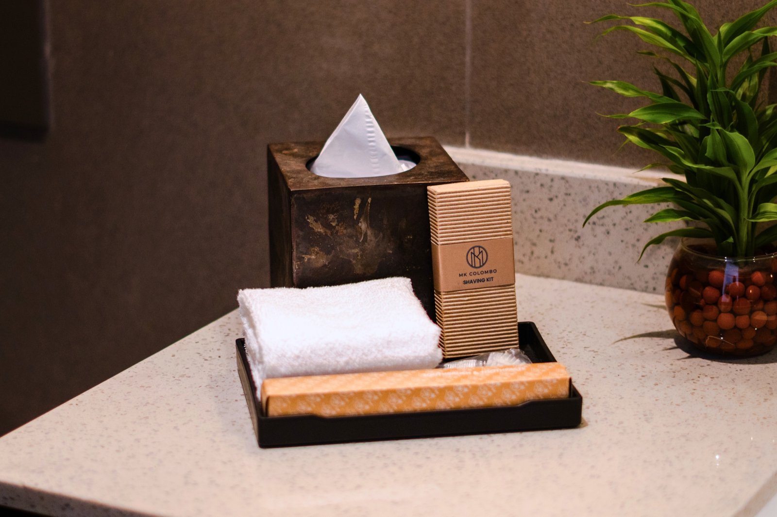Bathroom amenities prepared for guests